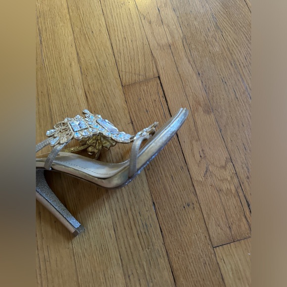 Rene Caovilla Crystal Gold Mules Sandals With Glitter Instep Sz 36.5 - Picture 8 of 11